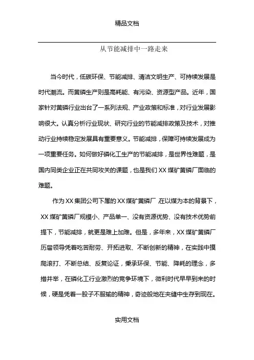 黄磷企业节能减排方案范本(WORD档)