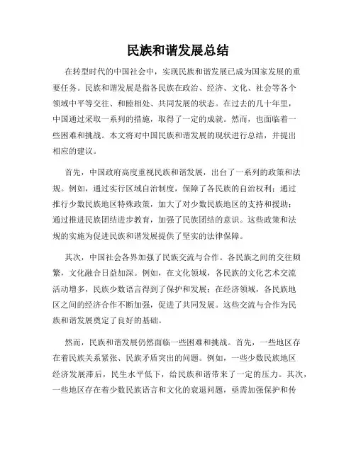 民族和谐发展总结