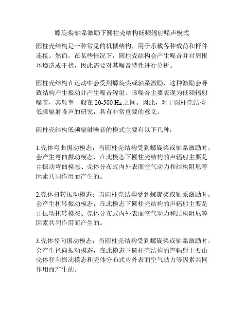 螺旋桨∕轴系激励下圆柱壳结构低频辐射噪声模式