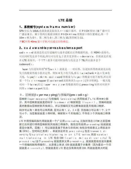 LTE重要知识点总结