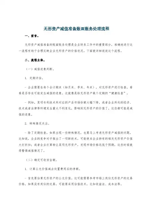 无形资产减值准备账面账务处理流程