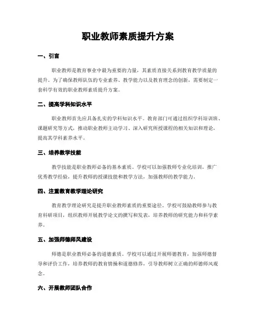职业教师素质提升方案