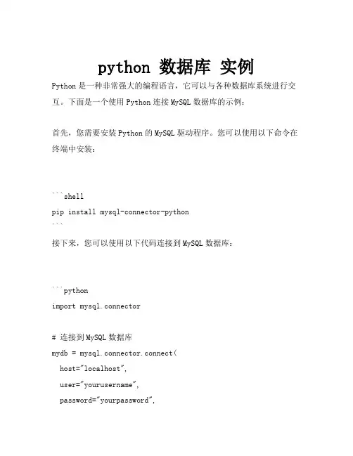 python 数据库 实例