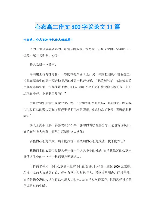 心态高二作文800字议论文11篇