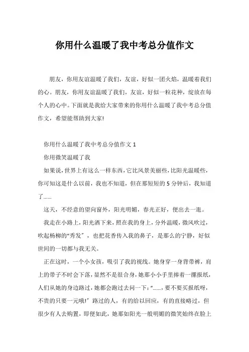 (中考作文)你用什么温暖了我中考满分作文
