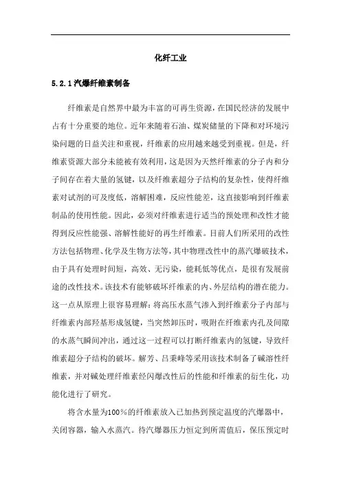 化纤工业的蒸汽爆破技术