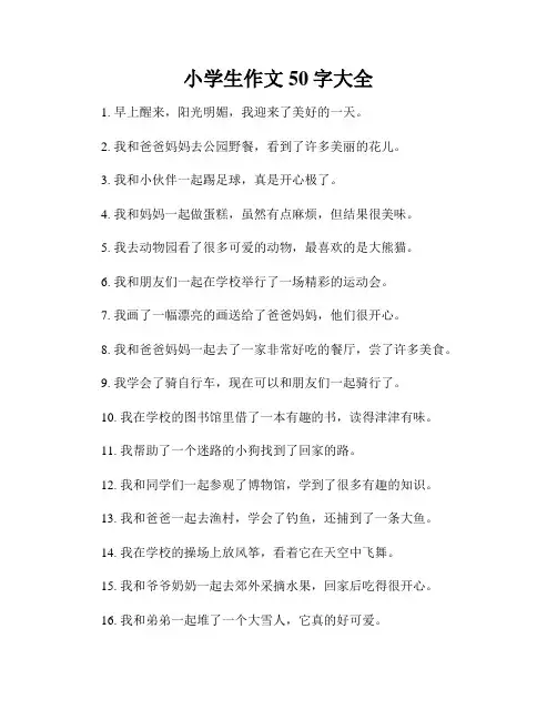 小学生作文50字大全