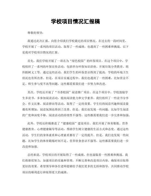 学校项目情况汇报稿
