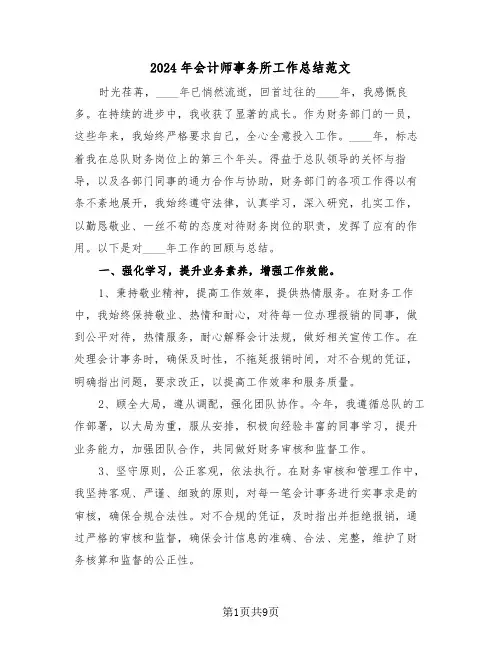 2024年会计师事务所工作总结范文（6篇）