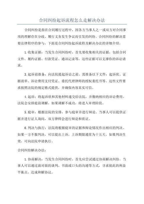 合同纠纷起诉流程怎么走解决办法