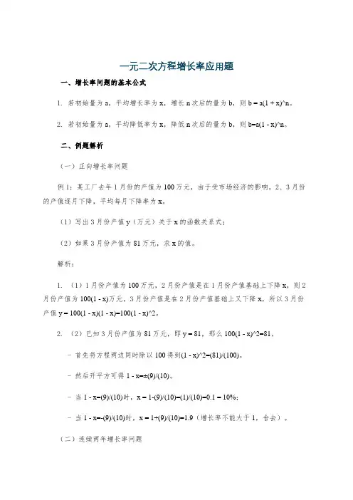 一元二次方程增长率应用题