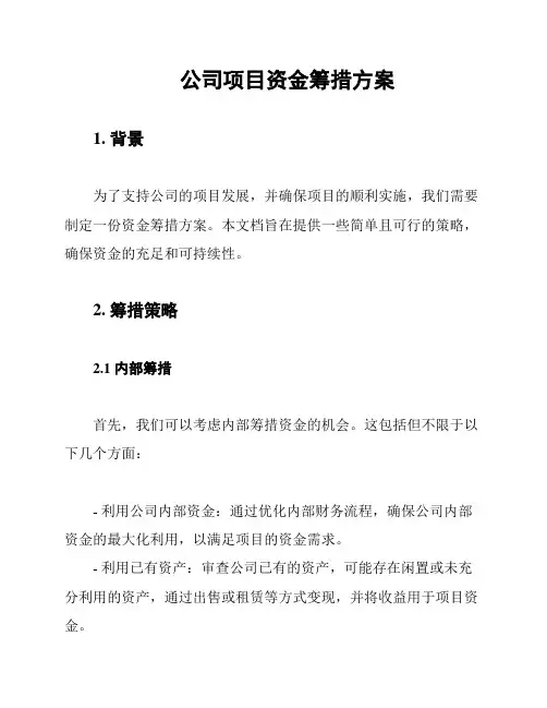公司项目资金筹措方案
