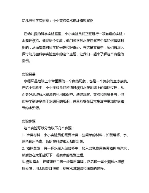 幼儿园科学实验室：小小实验员水循环模拟案例