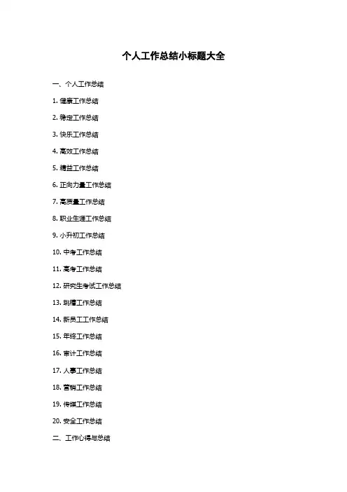 个人工作总结小标题大全