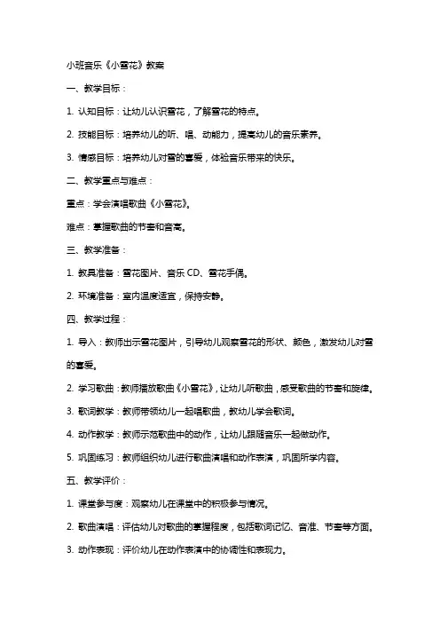 小班音乐小雪花教案