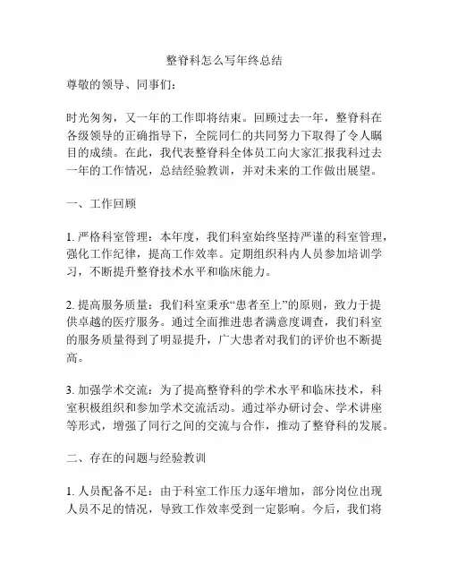 整脊科怎么写年终总结