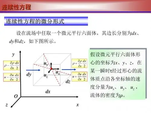 流体力学连续性方程和恒定总流动量方程