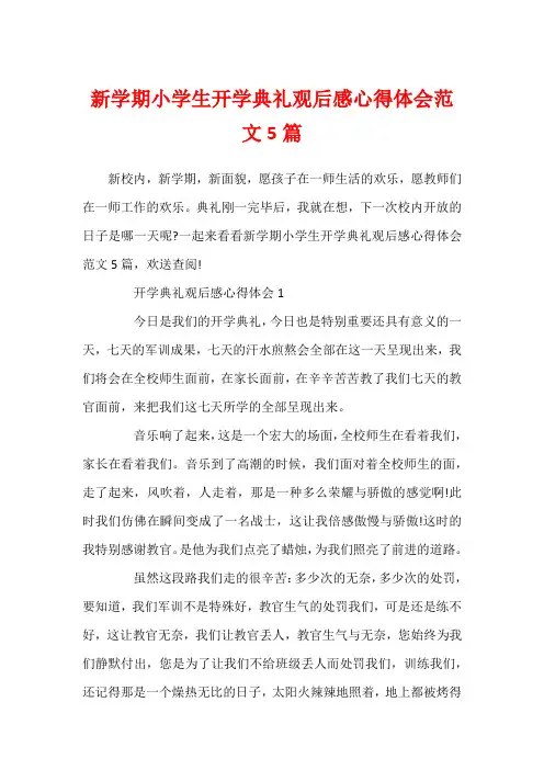 新学期小学生开学典礼观后感心得体会范文5篇