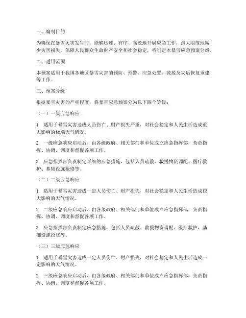 暴雪应急预案分级
