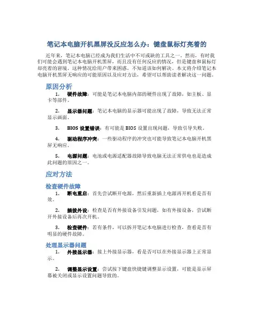 笔记本电脑开机黑屏没反应怎么办键盘鼠标灯亮着的
