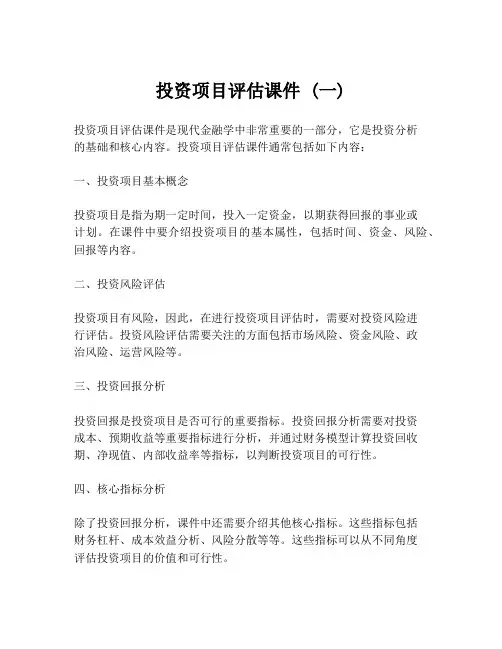 投资项目评估课件 (一)