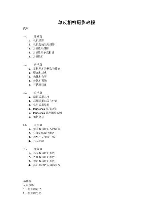 单反相机详细入门教程(精品)