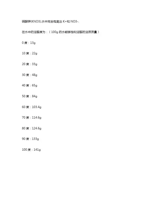硝酸钾在甘油的溶解度