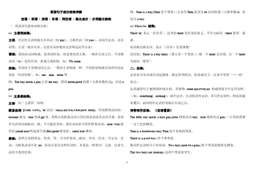 英语句子成分结构详解《主谓宾定状补同位语分析》