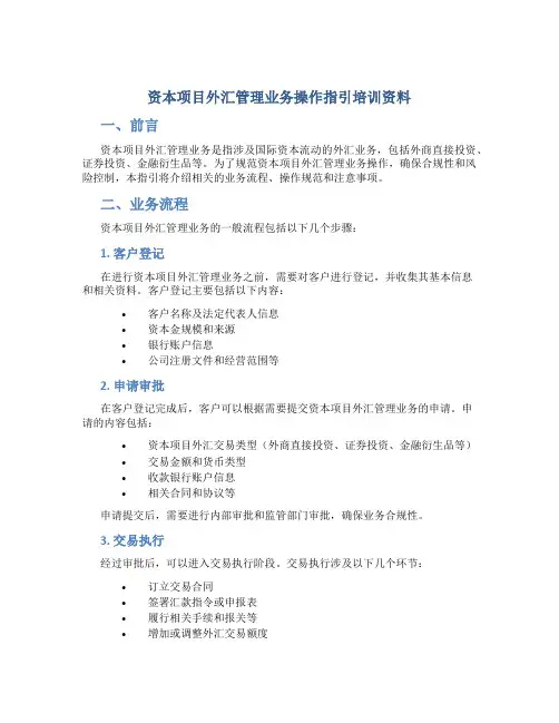 资本项目外汇管理业务操作指引培训资料