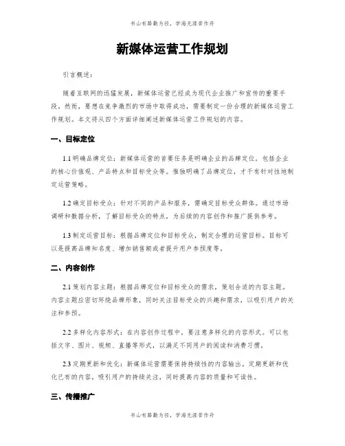 新媒体运营工作规划