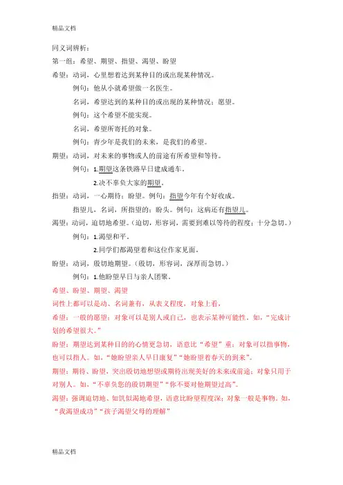 同义词辨析1：希望、渴望、盼望、期望演示教学
