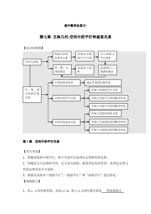 高中数学-立体几何-空间中的平行和垂直关系
