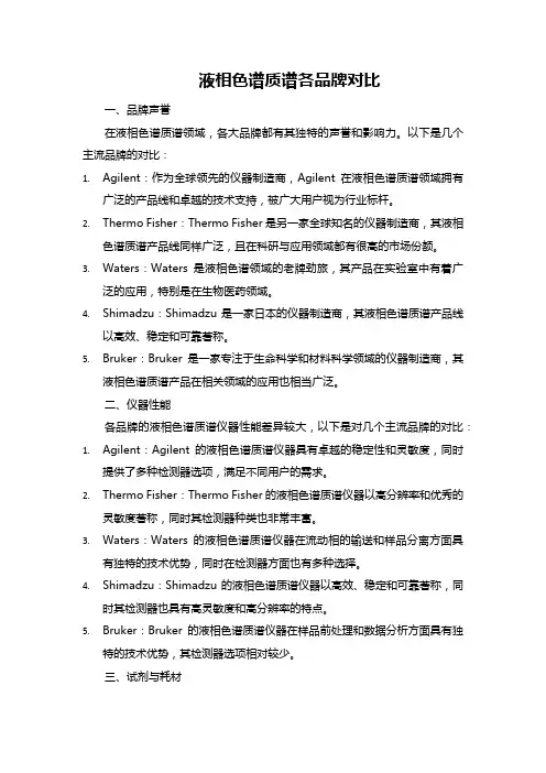 液相色谱质谱各品牌对比