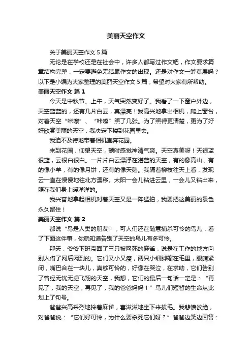 关于美丽天空作文5篇