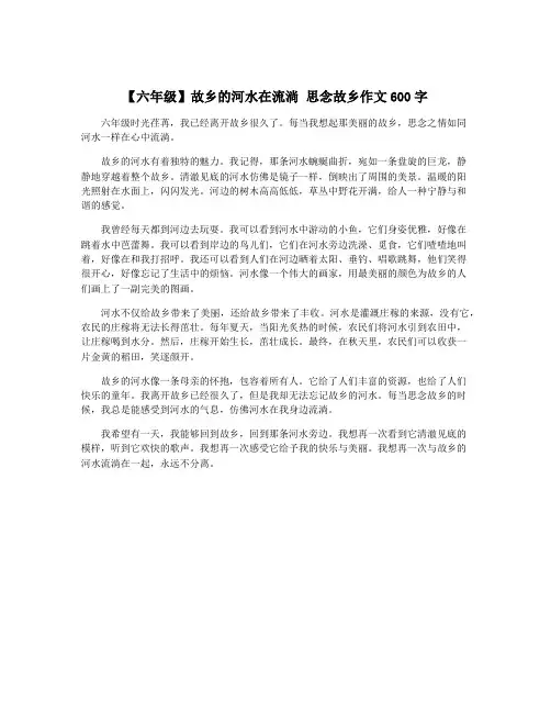 【六年级】故乡的河水在流淌 思念故乡作文600字