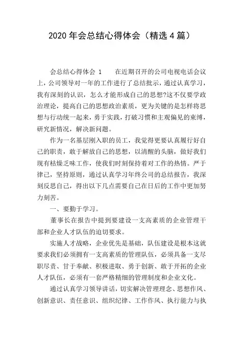 2020年会总结心得体会(精选4篇)