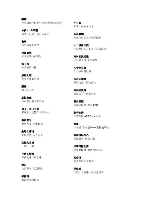 红鹤的案名及广告语