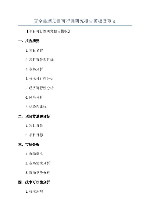 真空玻璃项目可行性研究报告模板及范文