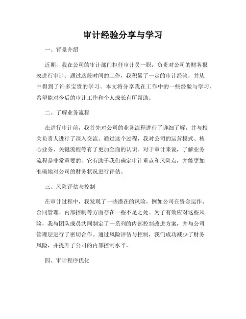审计经验分享与学习