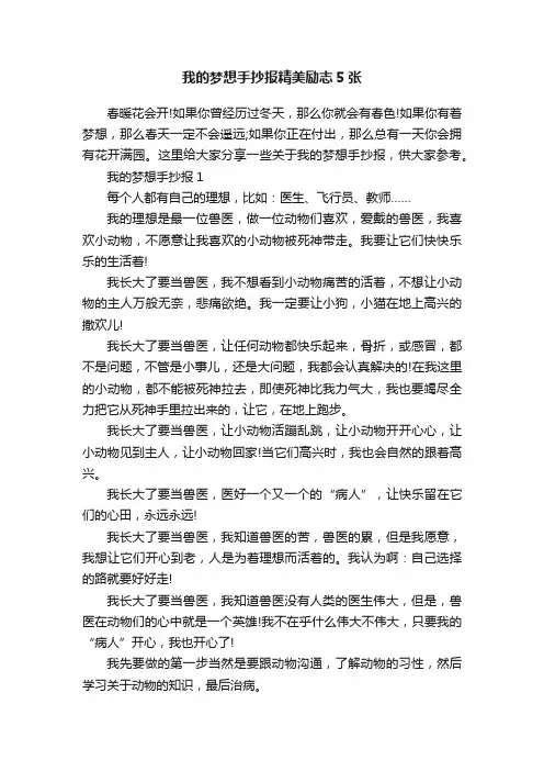 我的梦想手抄报精美励志5张