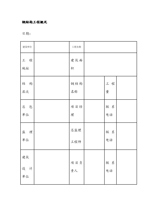 钢结构竣工验收资料表格[完整]