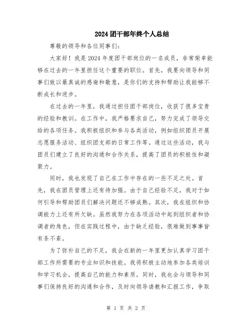 2024团干部年终个人总结