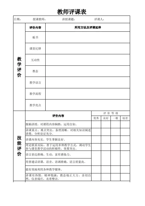 听课记录表