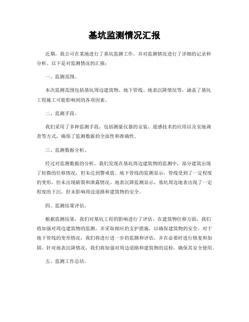 基坑监测情况汇报