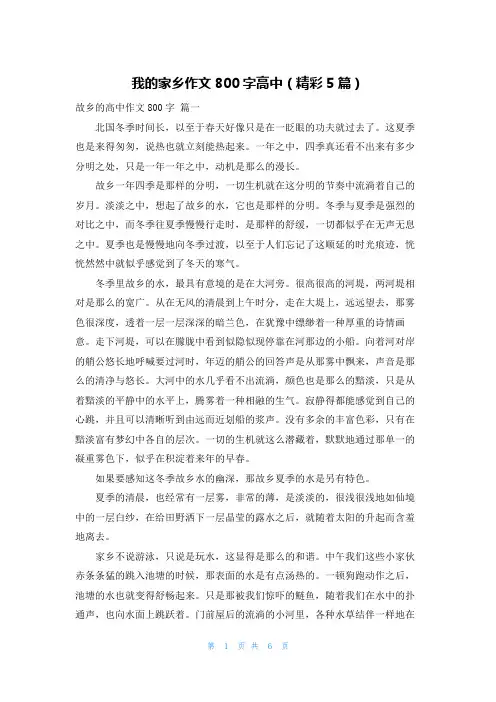 我的家乡作文800字高中(精彩5篇)
