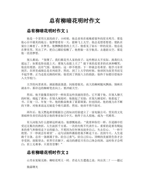 总有柳暗花明时作文