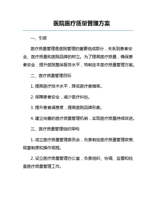 医院医疗质量管理方案