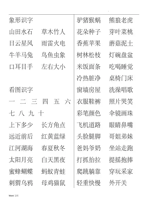 儿童1000常用字