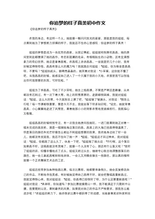 你追梦的样子真美初中作文