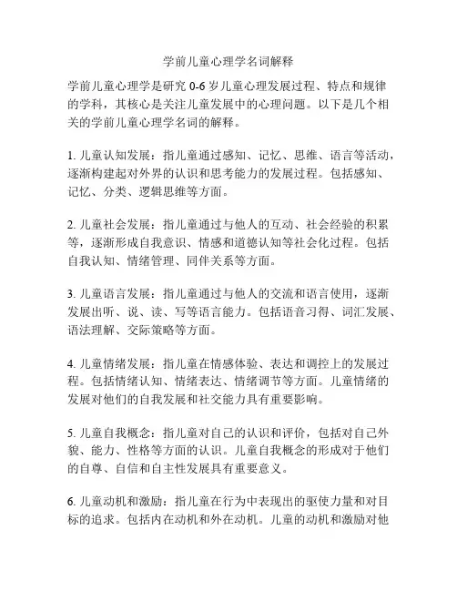 学前儿童心理学名词解释